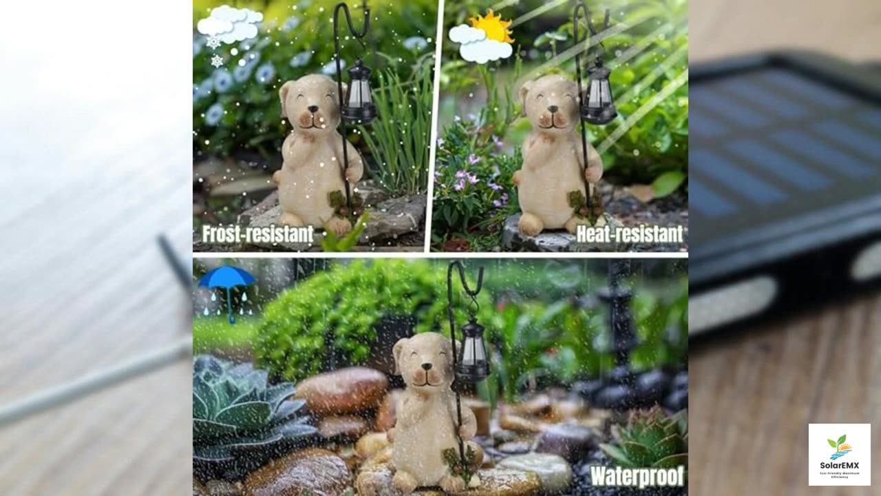 Solar Garden Dog Statues Outdoor Decor