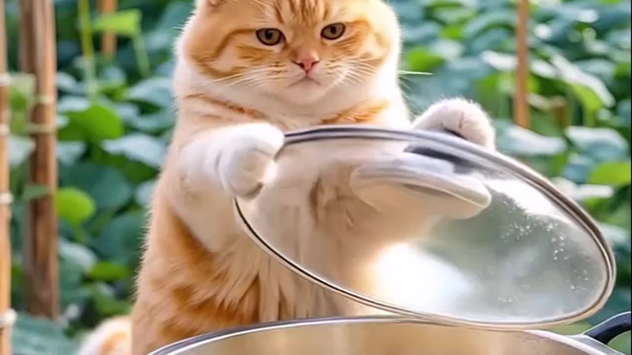 Lovely cat cooking💖