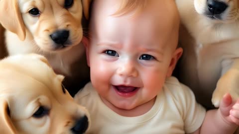 Baby loves dogs