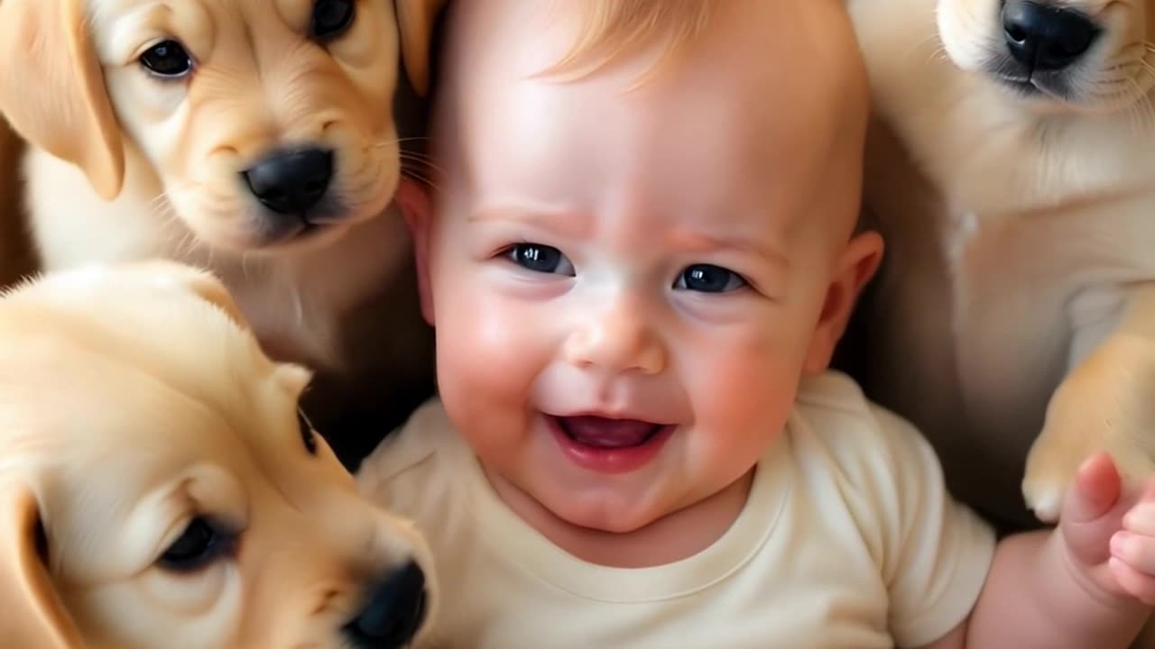 Baby loves dogs