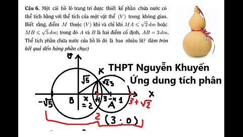 Toán 12: Một cái hồ lô trang trí được thiết kế phần chứa nước có thể tích bằng với thể tích của một