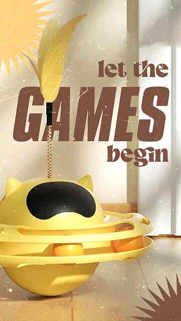 Interactive Cat Feather Teaser Ball Toy