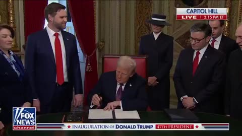 President Trump gets right down to business, signing the procedural orders at