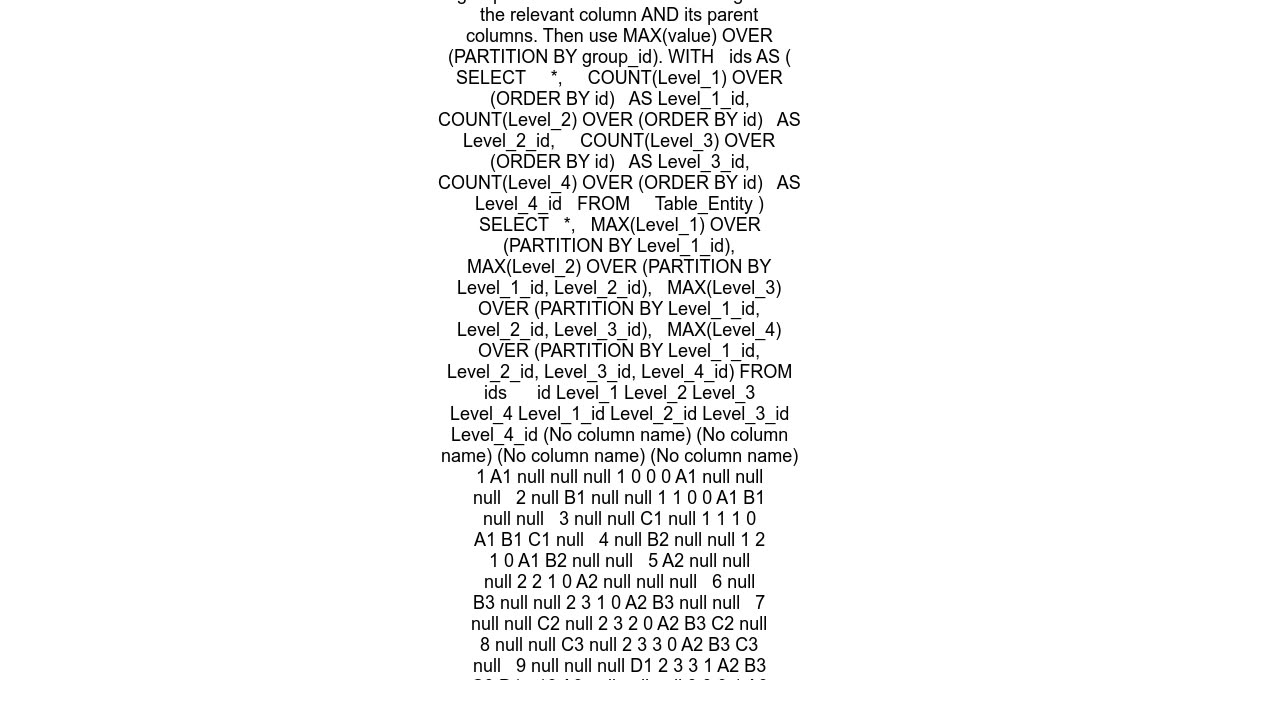 SQL Hierarchy Fill Down