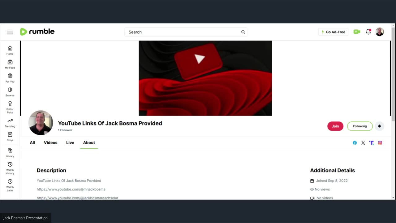 YouTube Links Of Jack Bosma Provided