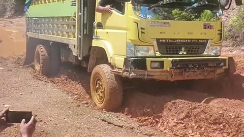 This truck is used to traveling on this extreme road