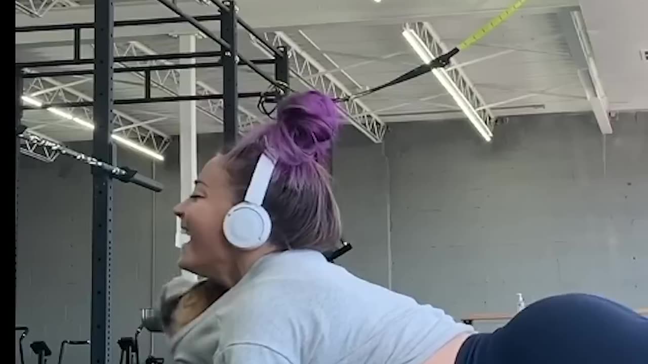 Adorable Bulldog Helps Parent Workout At Gym