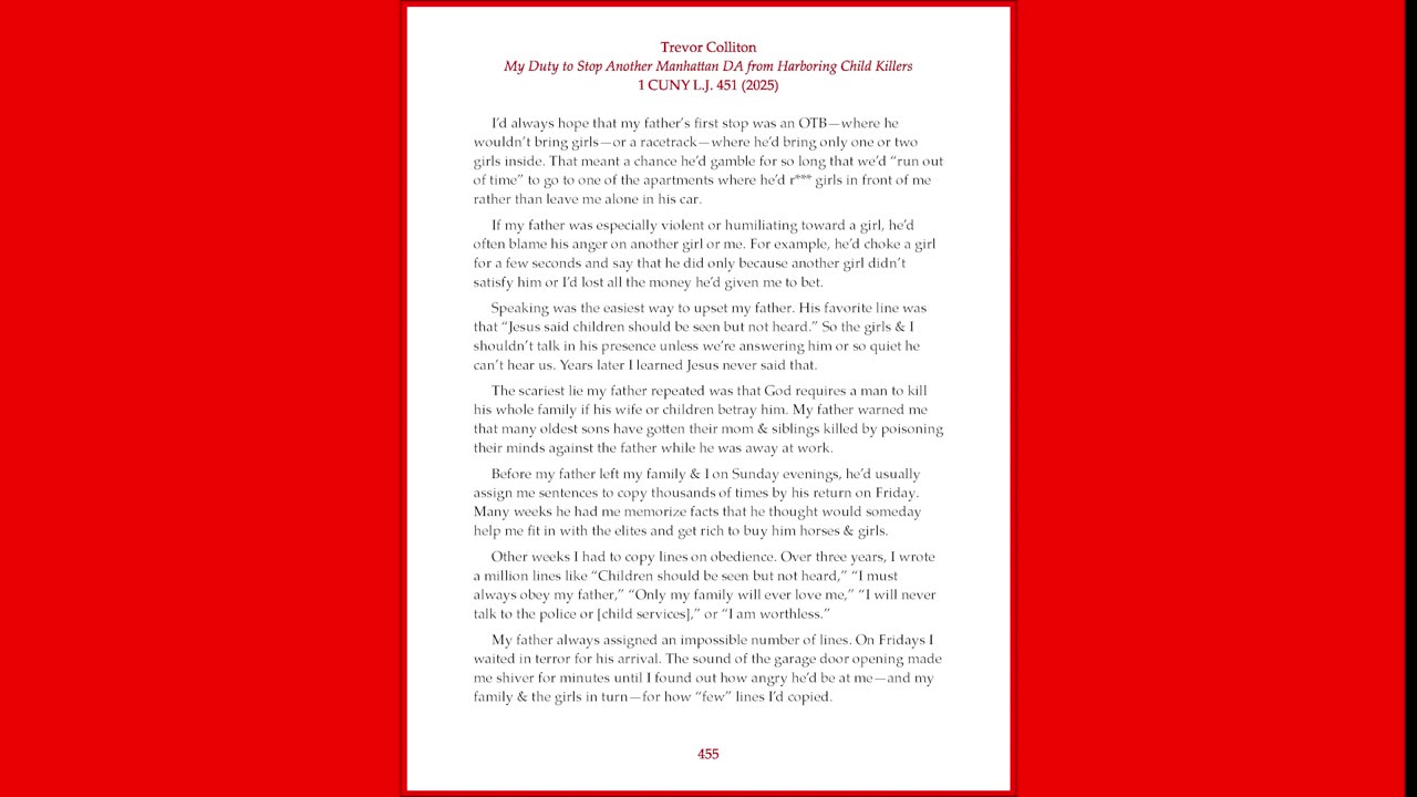 (PART 19) My Duty to Stop Another Manhattan DA from Harboring Child Killers