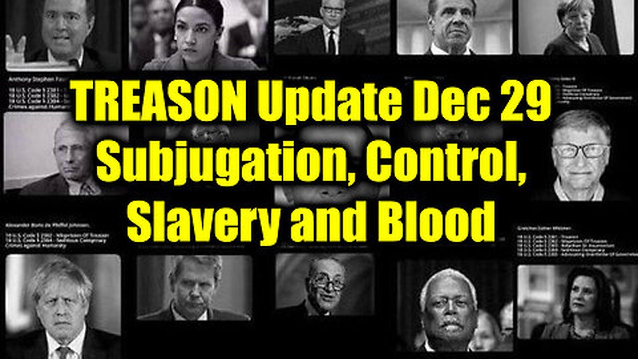 TREASON Update Dec 29 - Subjugation, Control, Slavery and Blood