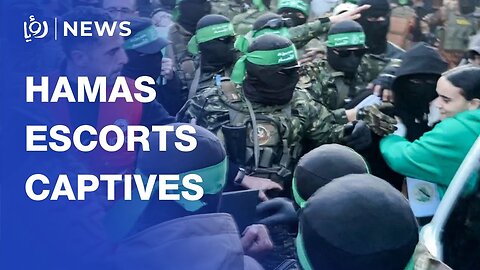 Footage of Hamas delivering _Israeli_ captives to Red Cross in Gaza