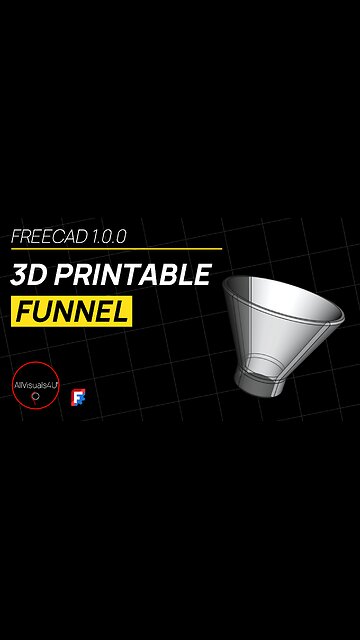 👌 3D Printable Funnel - FreeCAD Part Design Tutorial - FreeCAD Revolve | #Shorts