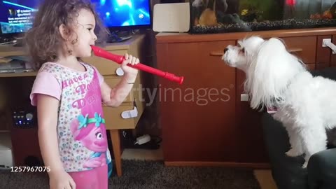 DOG AND LITTLE GIRL