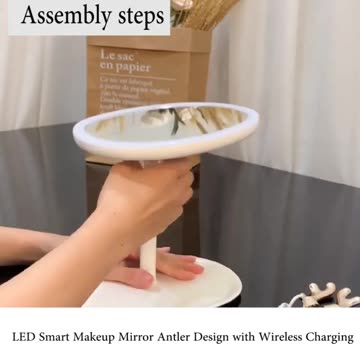 LED Smart Makeup Mirror Antler Design with Wireless Charging