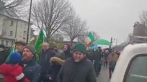 📍Knock, Ireland. Locals are out in force today to protest the opening of a