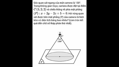 Toán 12: Góc quan sát ngang của một camera là 130o. Trong không gian Oxyz, camera