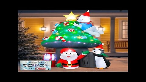 Christmas Inflatable Outdoor Decoration 7FT Blow Up Mushroom House with Santa Polar Review