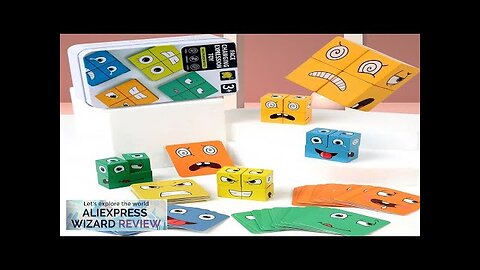 Face Changing Cube Board Card Game Building Blocks Cartoon Wooden Puzzle Montessori Review