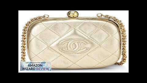 CHANEL Pre-Loved Metallic Gold Quilted Lambskin Kiss Lock Crossbody Bag GoldThe perfect Review