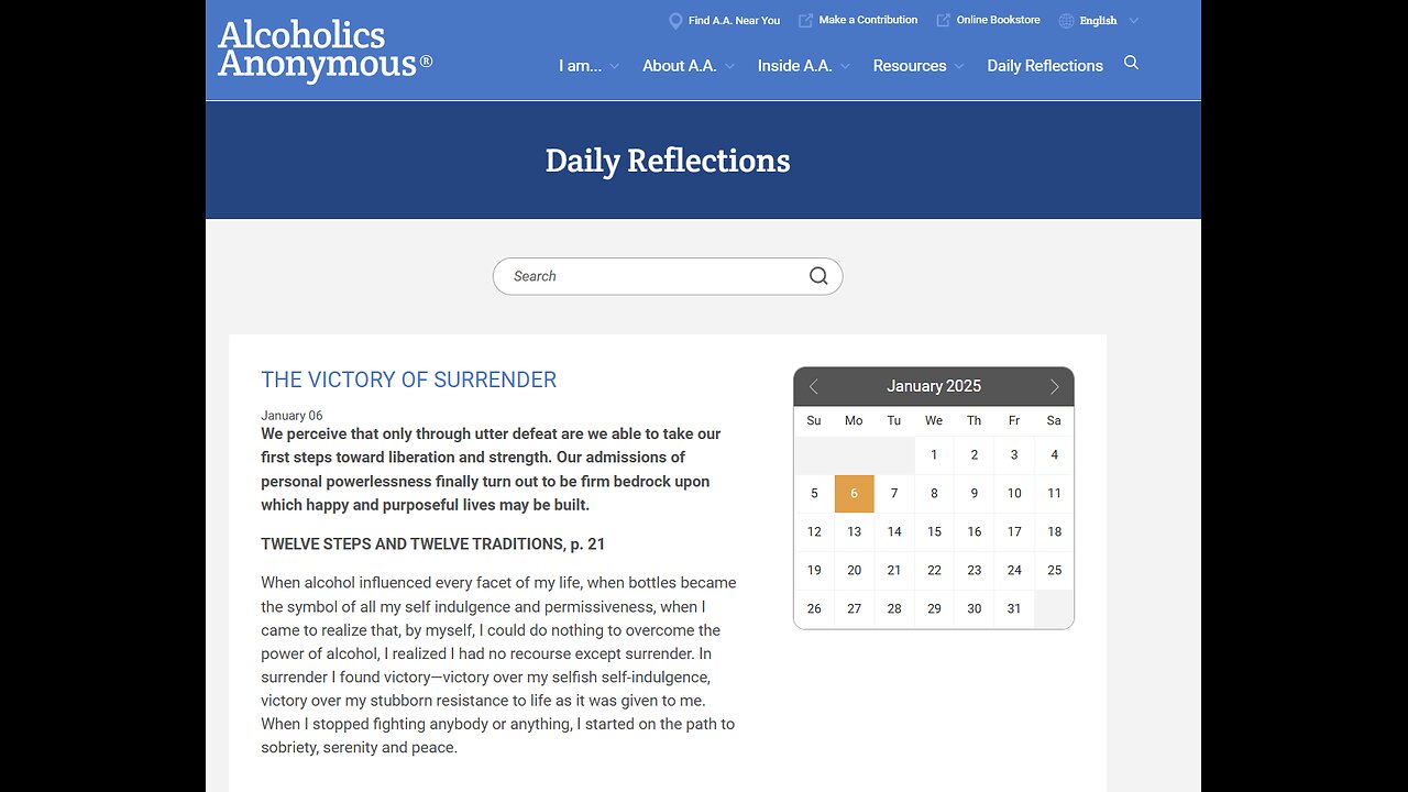 THE VICTORY OF SURRENDER - AA daily Reflections