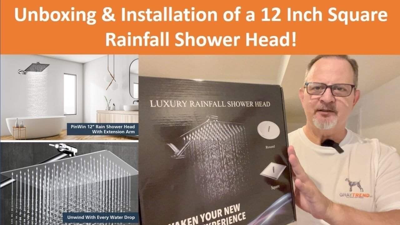 Rainfall Shower Head Unboxing & Installation - Amazon PinWin 12 Inch Rainfall Shower