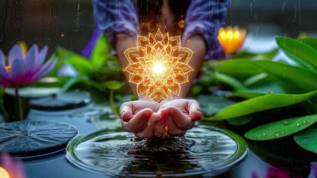 Magical Lotus Meditation 🌸✨ Healing Water Sounds & Glowing Light Animation to Erase Anxiety