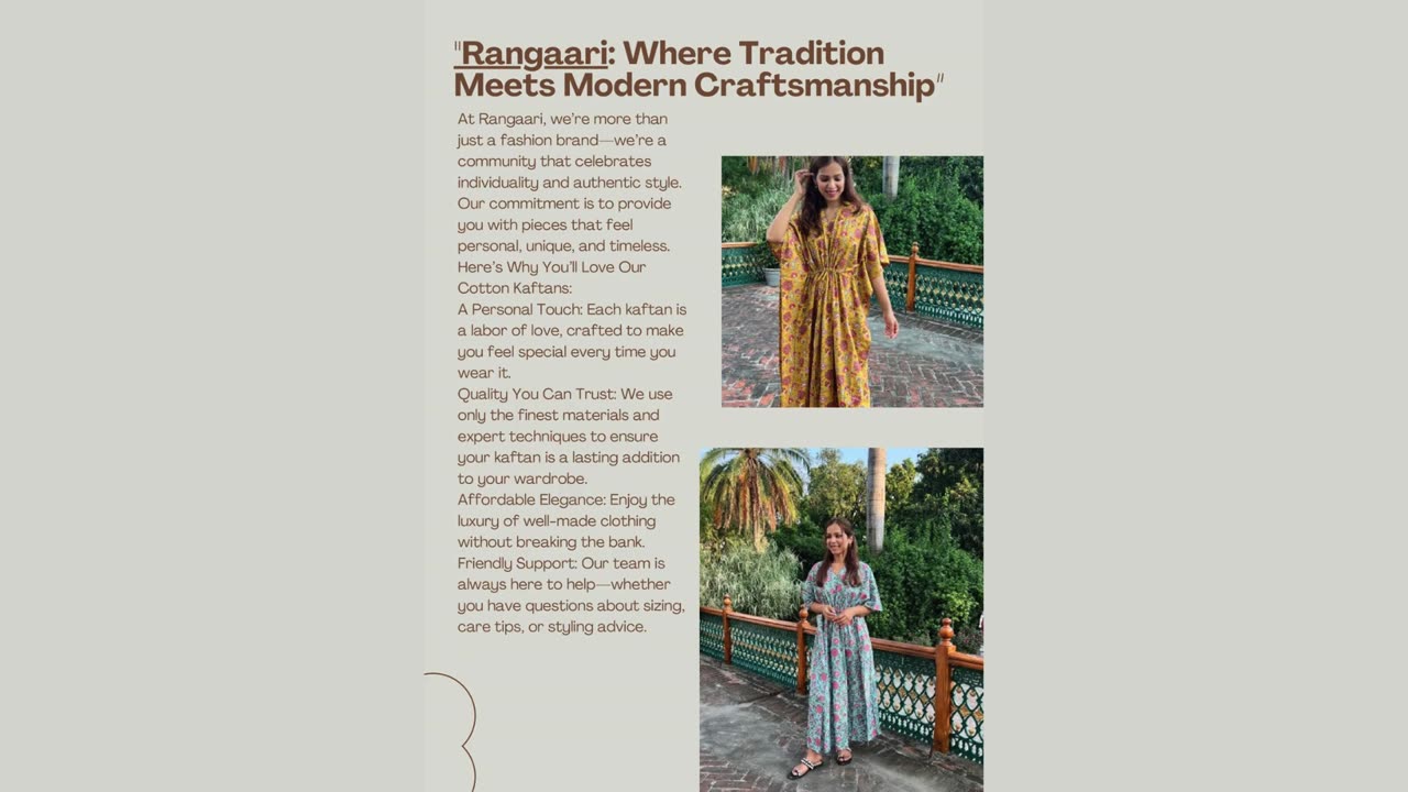 Embrace Effortless Elegance with Rangaari’s Premium Cotton Kaftans/Embrace Timeless