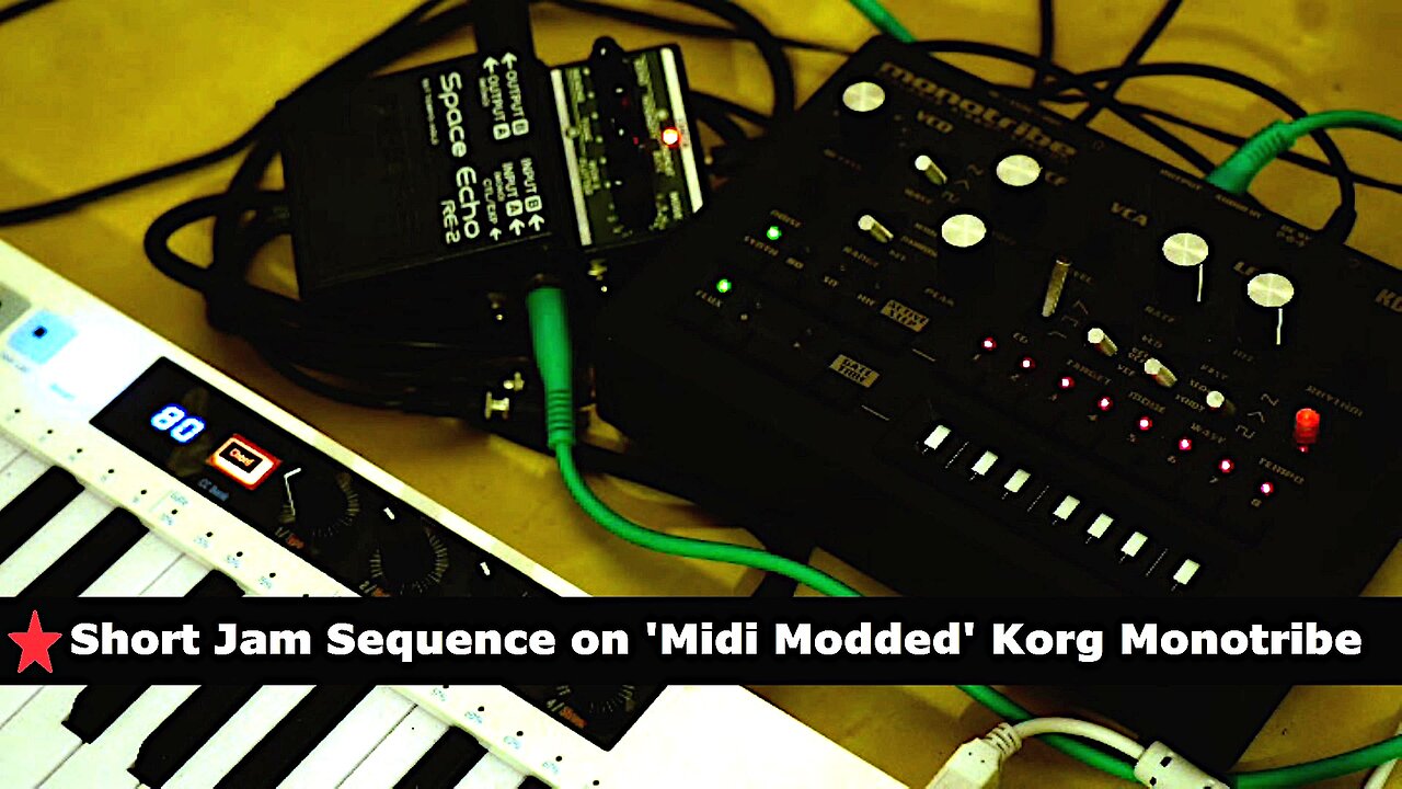 Sequence On 'Midi Modded' Korg Monotribe Roland Space Echo RE-2 Keystep 37