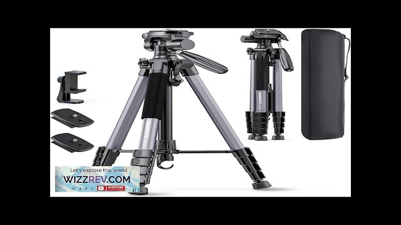 74"-Camera-Tripod Gray Porfessional Aluminum Tripod Stand for Mirrorless Camera/DSLR/Cell Review