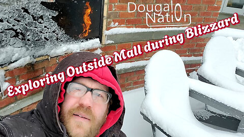 Exploring Outside Mall during Blizzard [fireplace by giant snow drift]