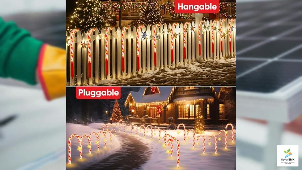 Christmas Decorations Outdoor Holiday Decor: 24 Pack Solar Christmas Candy Cane Lights