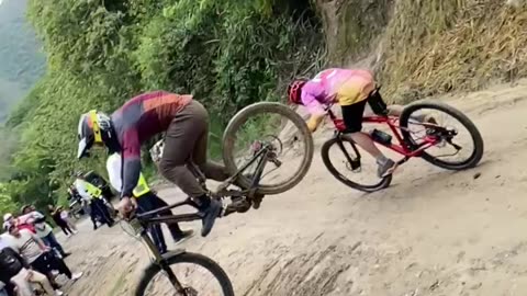 Bikers Collide At Columbia Downhill Series