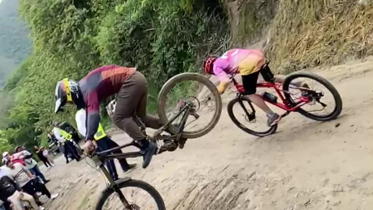 Bikers Collide At Columbia Downhill Series