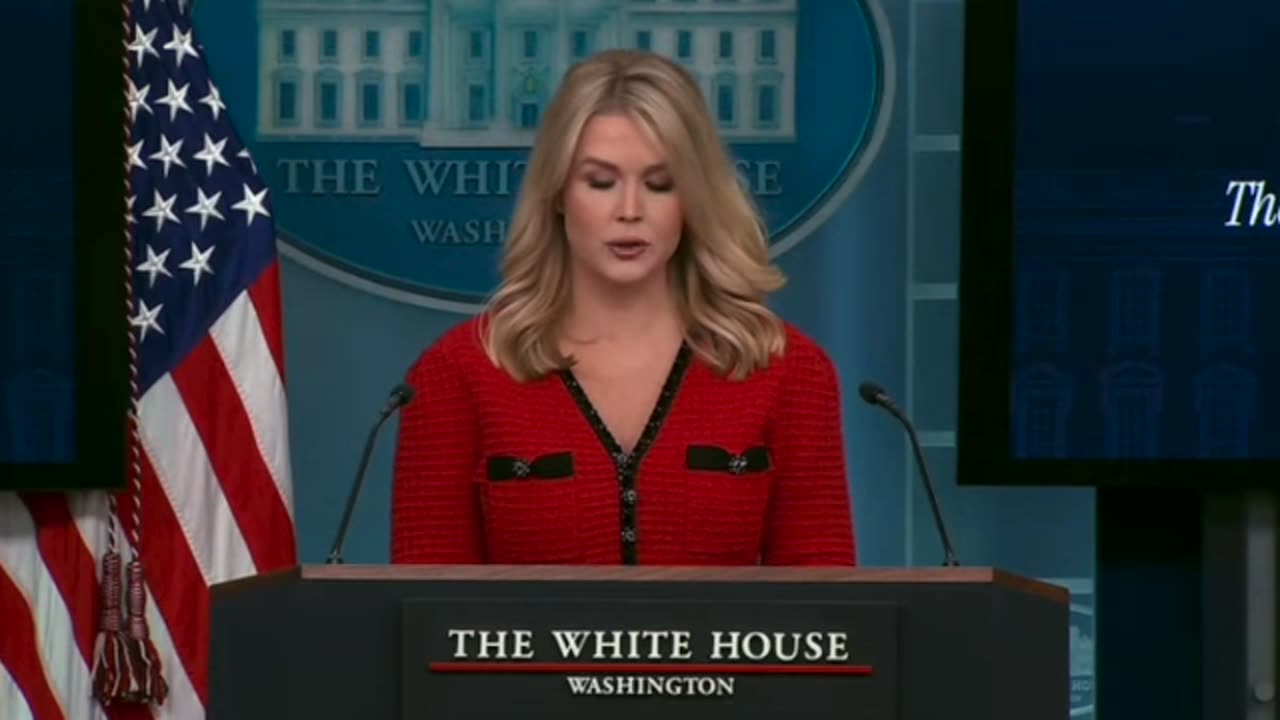 Karoline Leavitt At The White House Briefing Room Updates Media On DC Crash