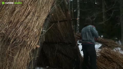 Endless Winter🥶 1 Hour Bushcraft in the North [Camping, Survival]