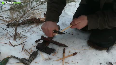 Endless Winter🥶 1 Hour Bushcraft in the North [Camping, Survival]