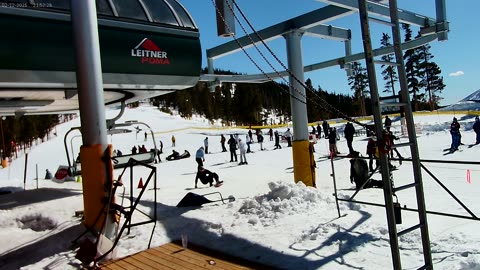 Ski and Snowboard crashess off of top of chairlift Spring Break Keystone 2025