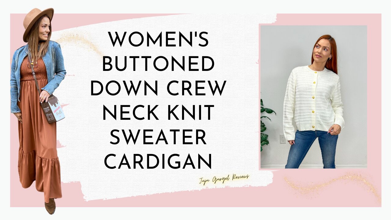 Women's buttoned down crew neck knit sweater cardigan review