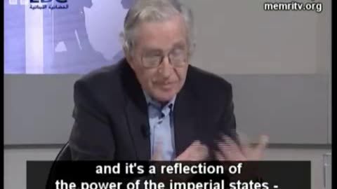 A reporter asks Noam Chomsky if he believes Hezbollah is a terrorist organization. He responds: No, the actual terrorists are the US & Israel.