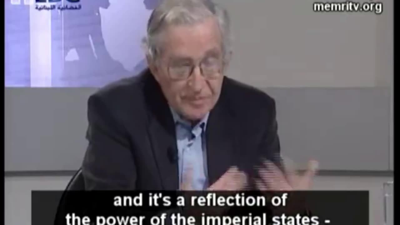 A reporter asks Noam Chomsky if he believes Hezbollah is a terrorist organization. He responds: No, the actual terrorists are the US & Israel.