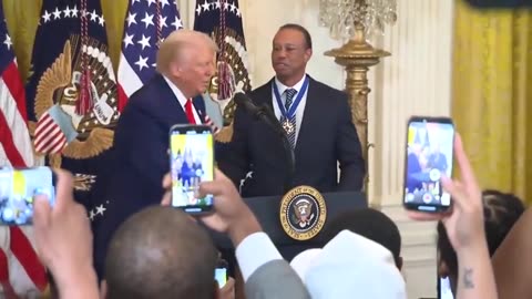 President Trump welcomes legendary golfer Tiger Woods to the White House