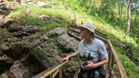 Hanging out with my mom at a waterfall in Pozuzo