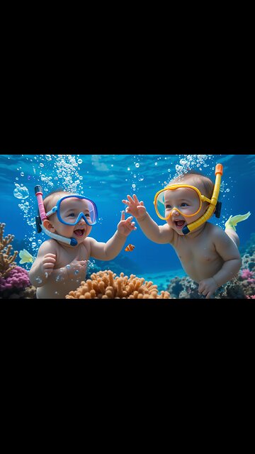 Cute Babies Underwater: Snorkeling with Colorful Fish! 🌊👶🐟