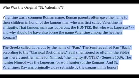 VALENTINES DAY IS A PAGAN HOLIDAY CALLED LUPERCALIA