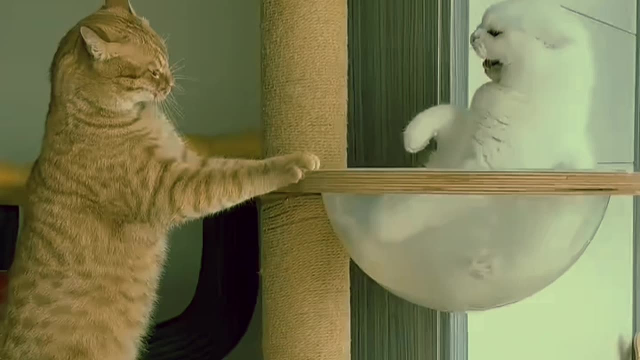 Cute cats fight together