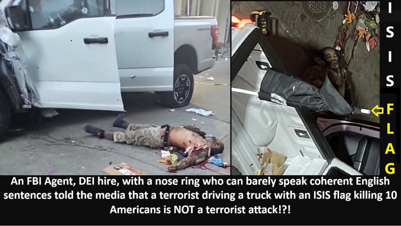 FBI Agent, DEI hire, with a nose ring who can barely speak coherent English sentences told the media that a terrorist driving a truck with an ISIS flag killing 15 Americans is NOT a terrorist attack!?!