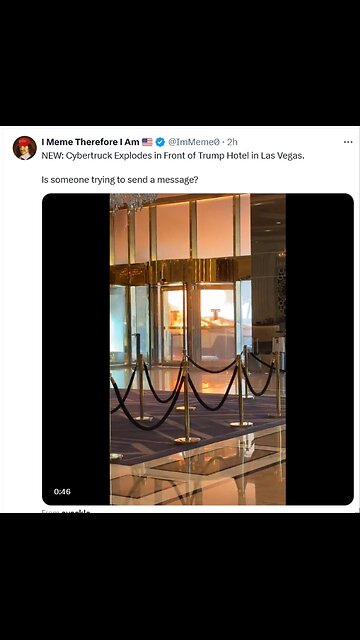 Tesla Cybertruck involved in an explosion in front of the Trump Hotel in Las Vegas.