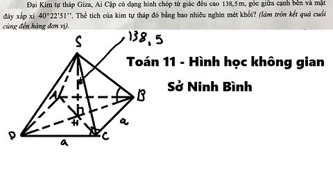 Sở Ninh Bình: Đại Kim tự tháp Giza, Ai Cập có dạng hình chóp tứ giác đều cao 138,5 m, góc giữa