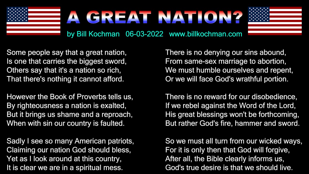 A GREAT NATION -- an original song by Bill Kochman.