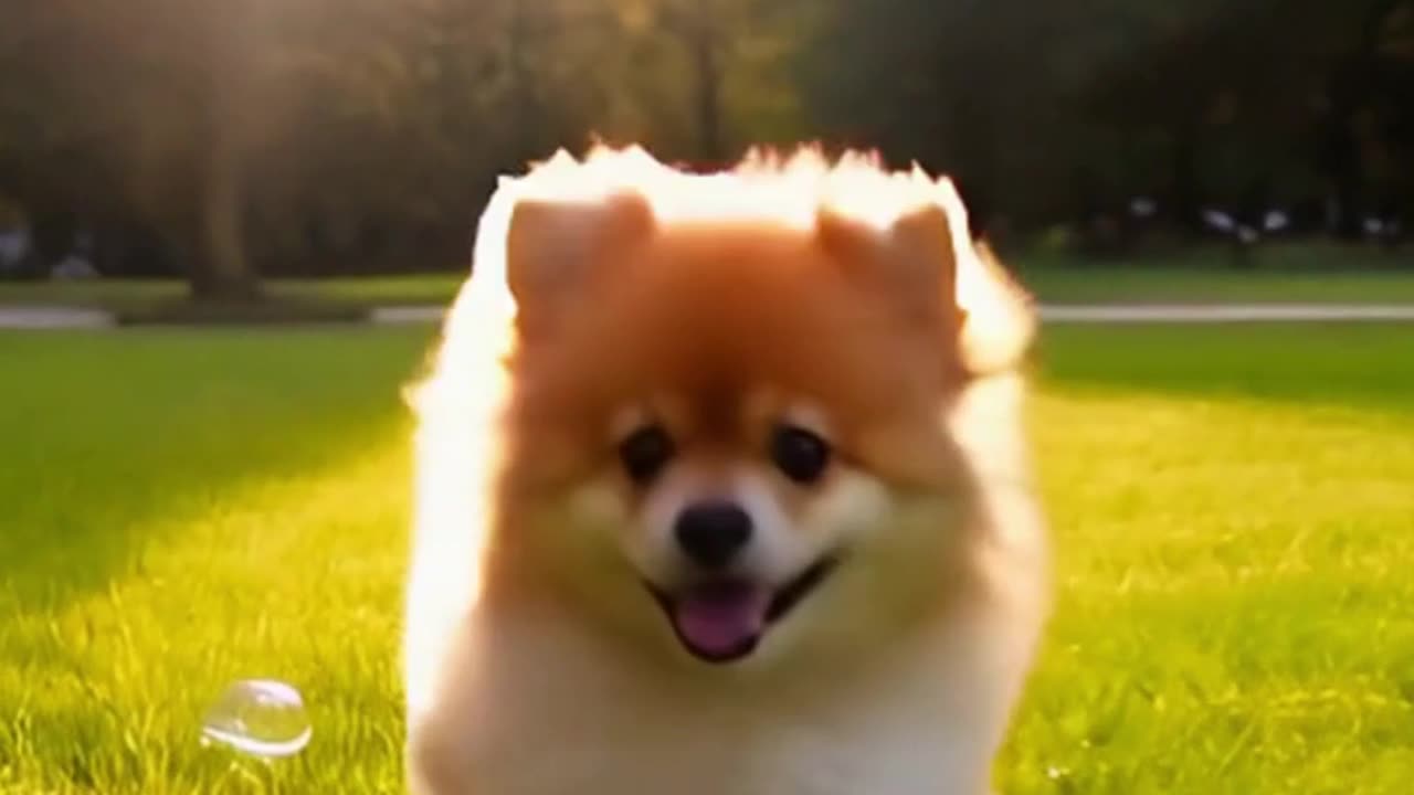 Fluffy Pomeranian in Flowers