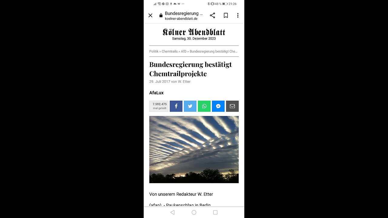 Chemtrails sind STAATLICH BEAUFTRAGTE VORSÄTZLICHE KÖRPERVERLETZUNG UND GGF MIT TODESFOLGE!